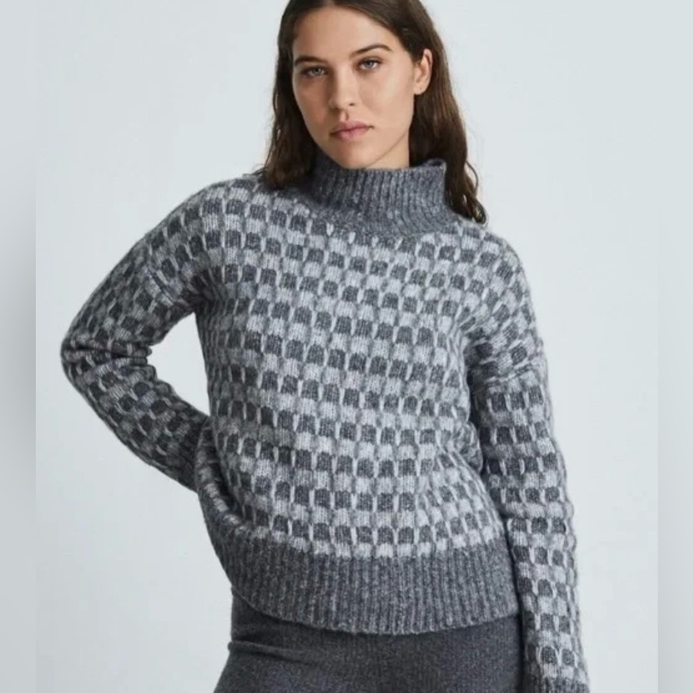 Everlane The Cloud Checkered Turtleneck Sweater Women’s Size L